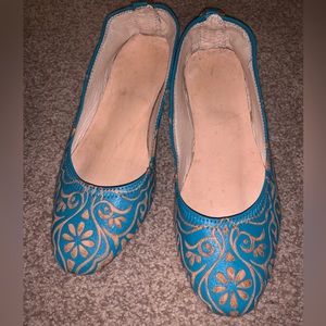 A-Kassimi Boho Moroccan Embossed Leather Flats Size 8